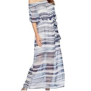 Trina Turk San Onofre Off-The-Shoulder Maxi Dress Brushstroke Print